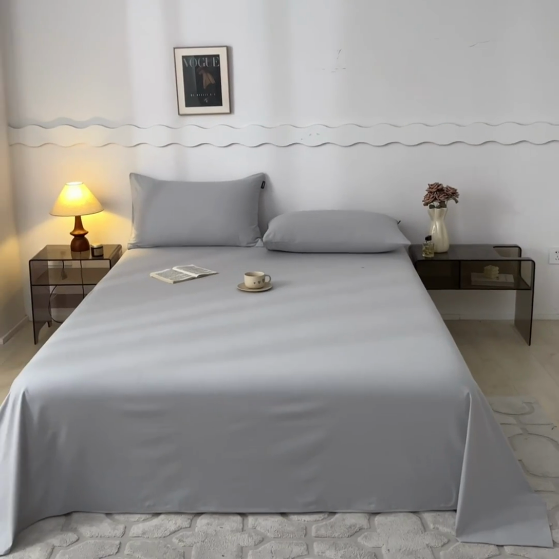 91家纺网 家纺一手货源 找家纺 涵宸家纺 2024新款全棉磨毛四件套纯厚系列-单床单 a兰灰