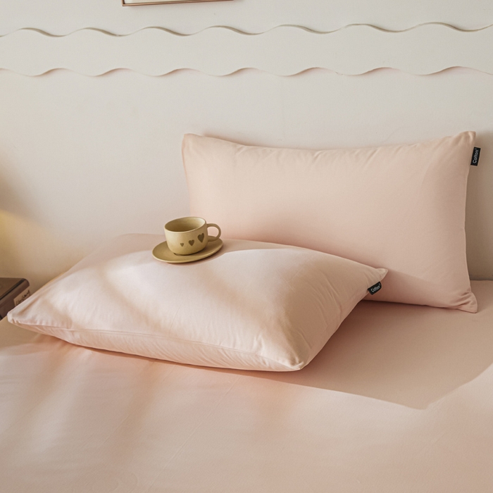 91家纺网 家纺一手货源 找家纺 涵宸家纺 2024新款全棉磨毛四件套纯厚系列-单枕套 a樱花粉