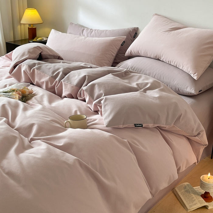 91家纺网 家纺一手货源 找家纺 涵宸家纺 2024新款全棉磨毛四件套纯厚系列（简）-四件套 纯厚（青紫+星空紫）