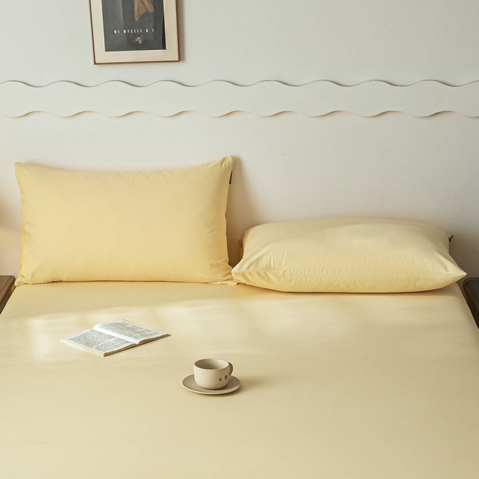 91家纺网 家纺一手货源 找家纺 涵宸家纺 2024新款全棉磨毛四件套纯厚系列-单枕套 a嫩黄