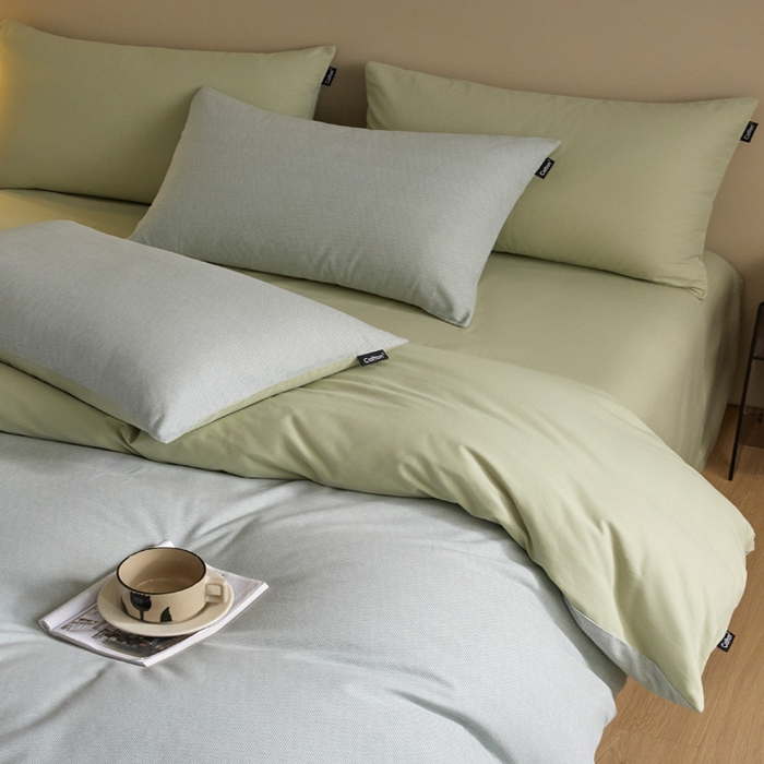 91家纺网 家纺一手货源 找家纺 涵宸家纺 2024新款全棉磨毛四件套纯厚系列（轻）-单被套 纯厚-枝条绿