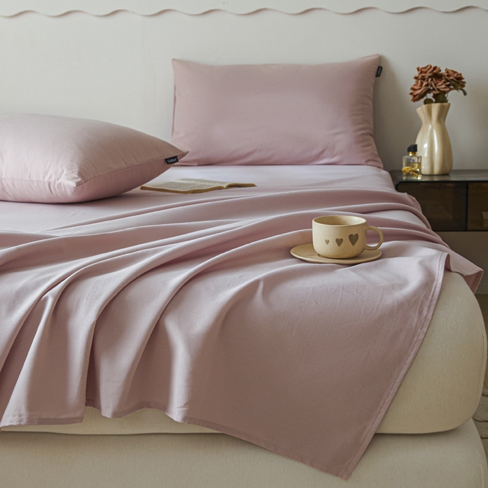 91家纺网 家纺一手货源 找家纺 涵宸家纺 2024新款全棉磨毛四件套纯厚系列-单床单 a青紫