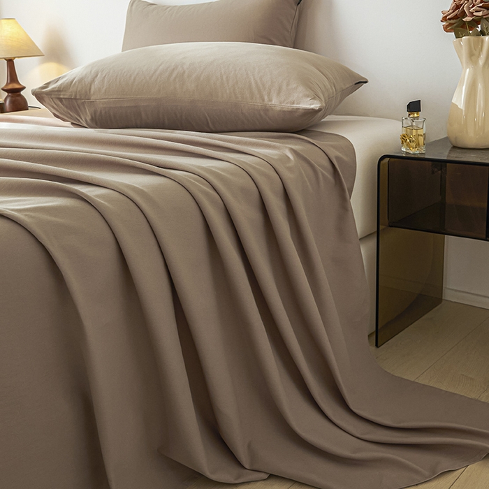 91家纺网 家纺一手货源 找家纺 涵宸家纺 2024新款全棉磨毛四件套纯厚系列-单床单 a复古棕