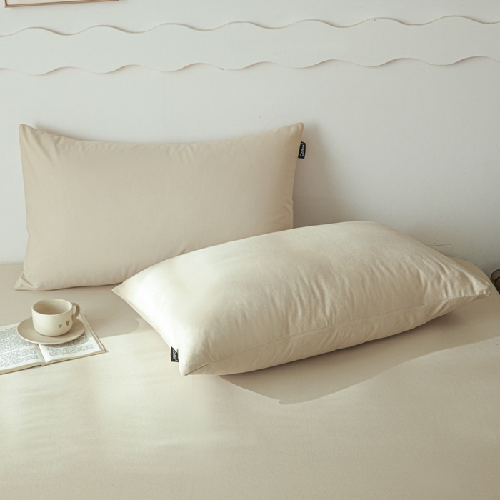 91家纺网 家纺一手货源 找家纺 涵宸家纺 2024新款全棉磨毛四件套纯厚系列-单枕套 a奶茶色