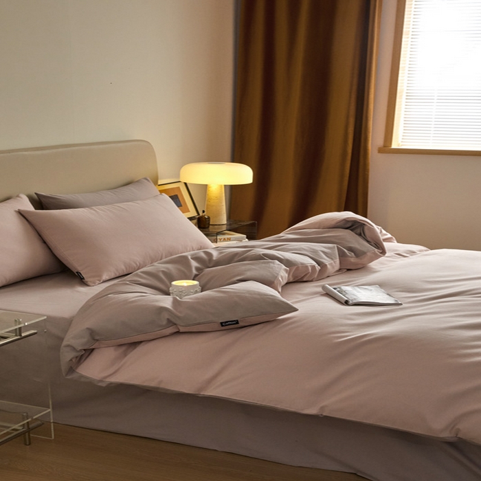 91家纺网 家纺一手货源 找家纺 涵宸家纺 2024新款全棉磨毛四件套纯厚系列（轻）-四件套 纯厚（青紫+星空紫）