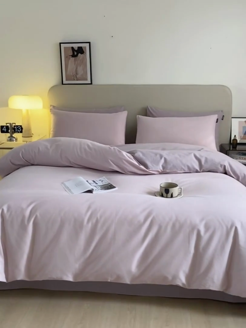 91家纺网 家纺一手货源 找家纺 涵宸家纺 2024新款全棉磨毛四件套纯厚系列（轻）-四件套 纯厚（青紫+星空紫）