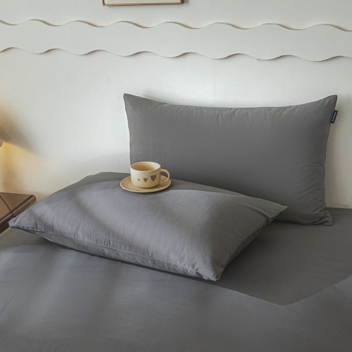 91家纺网 家纺一手货源 找家纺 涵宸家纺 2024新款全棉磨毛四件套纯厚系列-单枕套 a高级灰