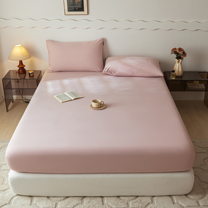 91家纺网 家纺一手货源 找家纺 涵宸家纺 2024新款全棉磨毛四件套纯厚系列-单床笠 a青紫