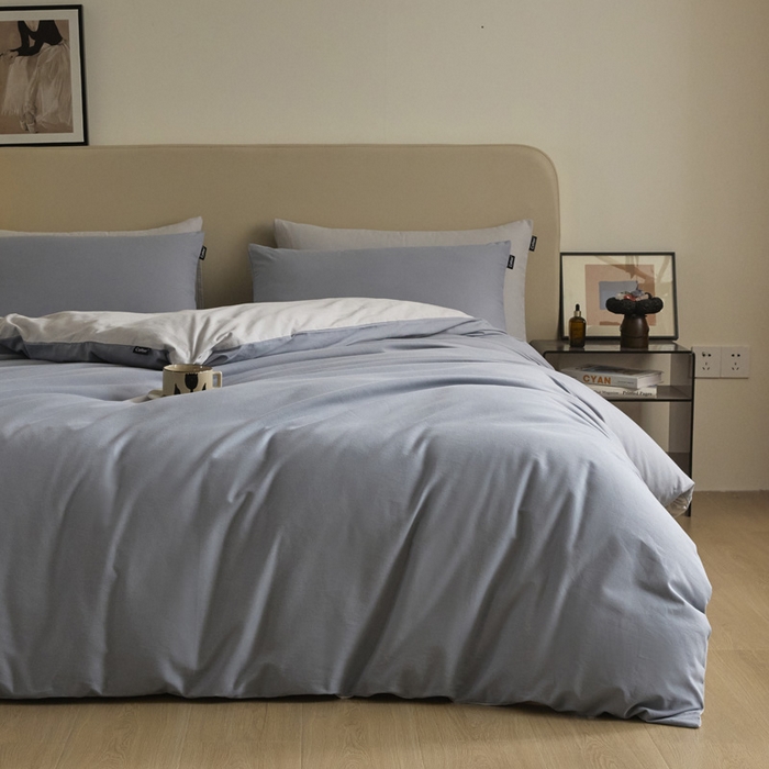 91家纺网 家纺一手货源 找家纺 涵宸家纺 2024新款全棉磨毛四件套纯厚系列（轻）-单被套 纯厚（星耀兰+兰灰）