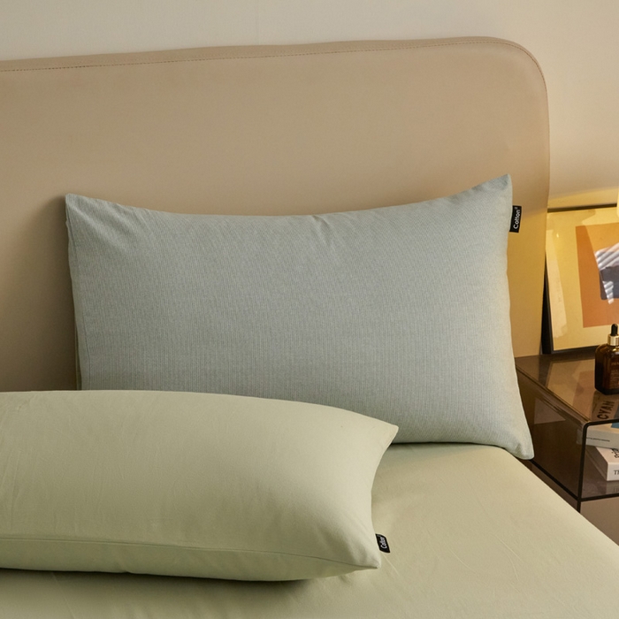 91家纺网 家纺一手货源 找家纺 涵宸家纺 2024新款全棉磨毛四件套纯厚系列（轻）-四件套 纯厚-枝条绿