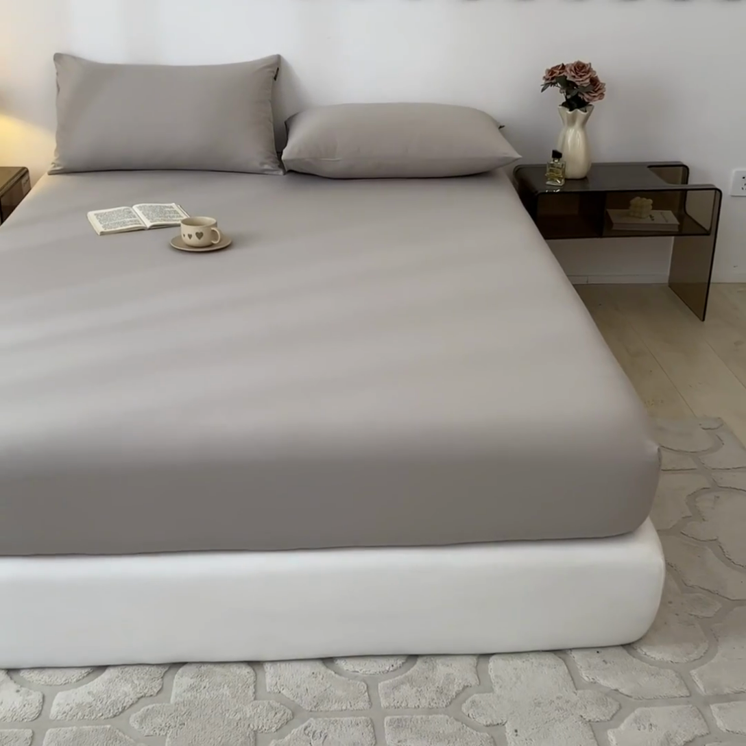 91家纺网 家纺一手货源 找家纺 涵宸家纺 2024新款全棉磨毛四件套纯厚系列-单床笠 a弥漫灰