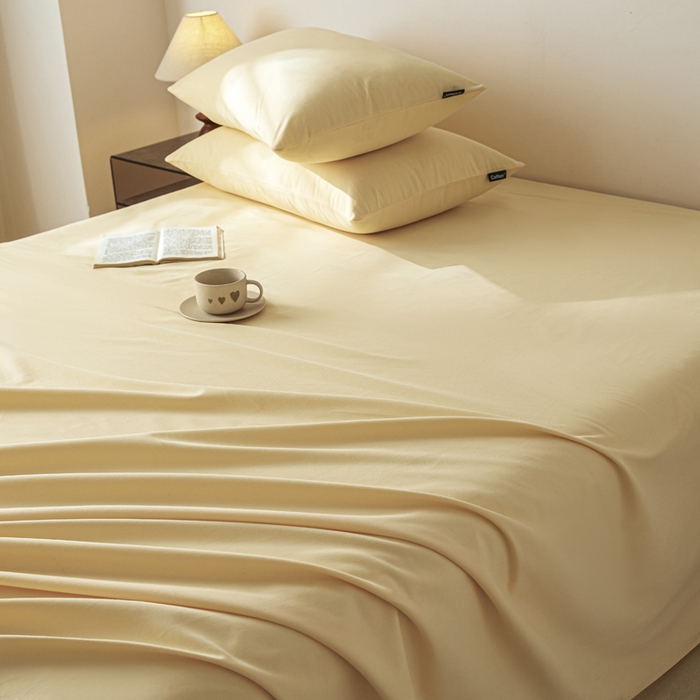 91家纺网 家纺一手货源 找家纺 涵宸家纺 2024新款全棉磨毛四件套纯厚系列-单床单 a嫩黄