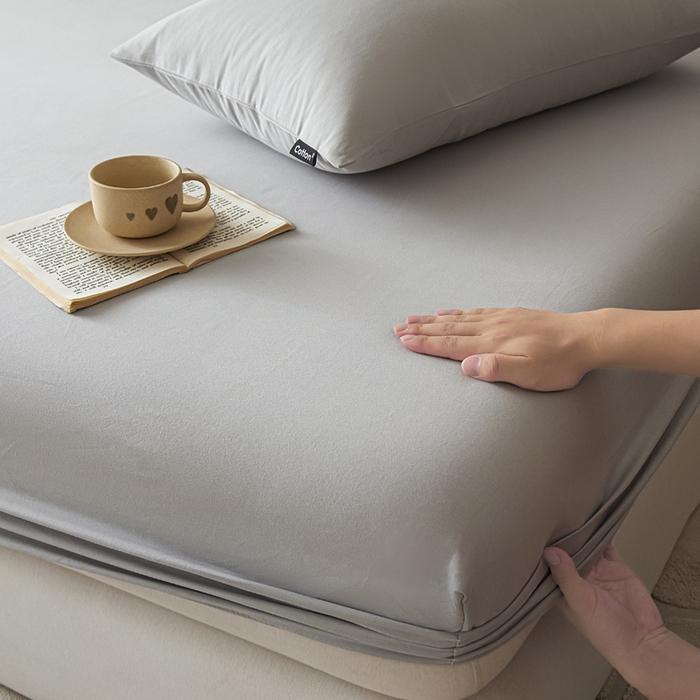 91家纺网 家纺一手货源 找家纺 涵宸家纺 2024新款全棉磨毛四件套纯厚系列-单床笠 a兰灰