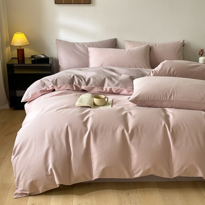 91家纺网 家纺一手货源 找家纺 涵宸家纺 2024新款全棉磨毛四件套纯厚系列（简）-四件套 纯厚（青紫+星空紫）