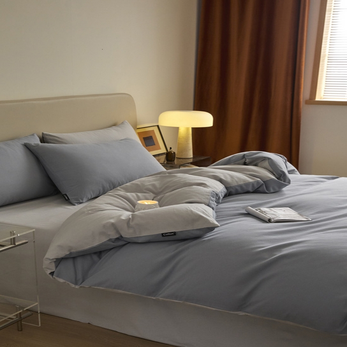 91家纺网 家纺一手货源 找家纺 涵宸家纺 2024新款全棉磨毛四件套纯厚系列（轻）-四件套 纯厚（星耀兰+兰灰）