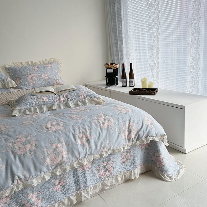 91家纺网 家纺一手货源 找家纺 佰织鑫家居 2024新款秋冬全棉法式床盖款豆豆被四件套 苏里南