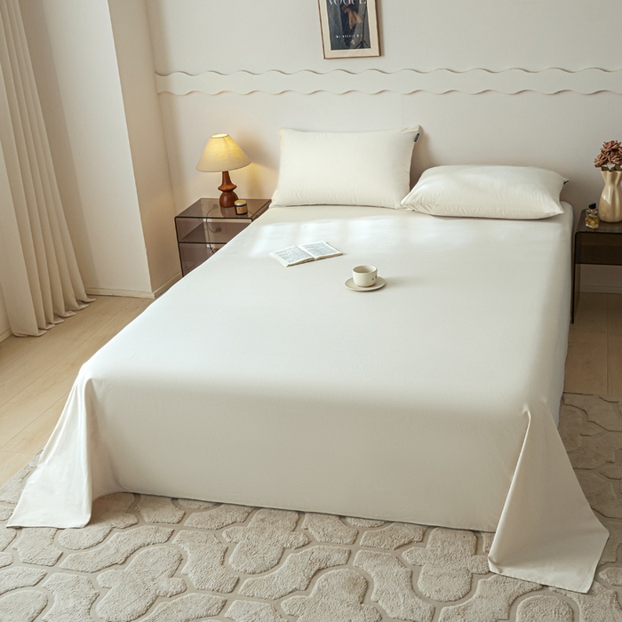 91家纺网 家纺一手货源 找家纺 涵宸家纺 2024新款全棉磨毛四件套纯厚系列-单床单 a奶白