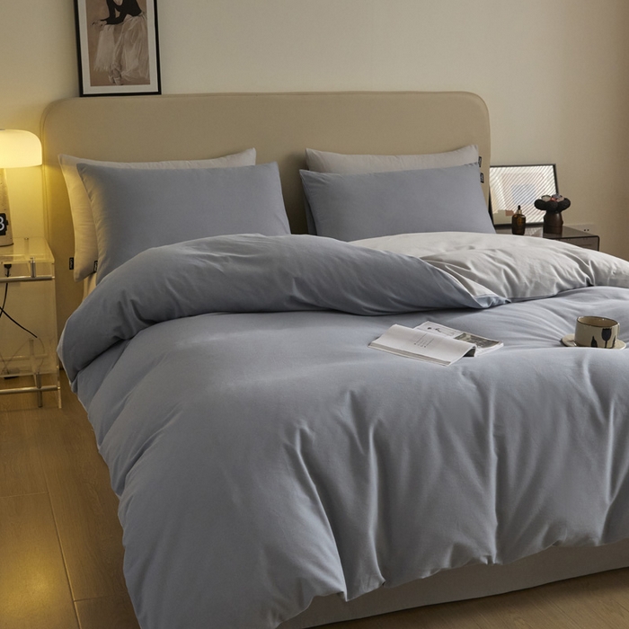 91家纺网 家纺一手货源 找家纺 涵宸家纺 2024新款全棉磨毛四件套纯厚系列（轻）-单被套 纯厚（星耀兰+兰灰）