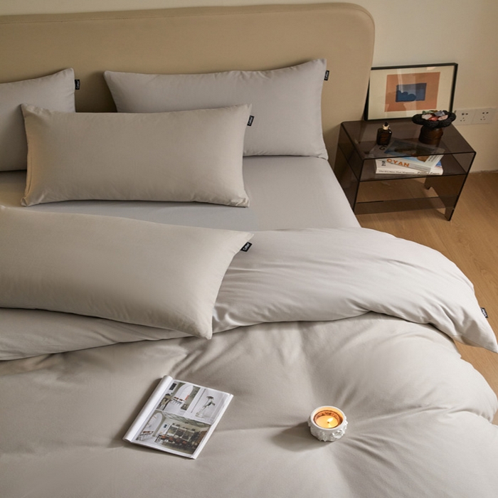 91家纺网 家纺一手货源 找家纺 涵宸家纺 2024新款全棉磨毛四件套纯厚系列（轻）-单被套 纯厚（弥漫灰+兰灰）