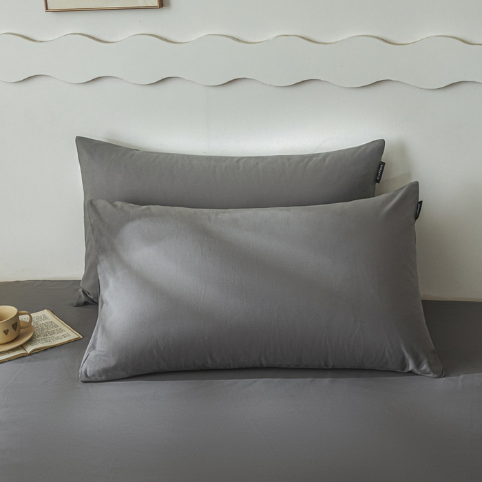 91家纺网 家纺一手货源 找家纺 涵宸家纺 2024新款全棉磨毛四件套纯厚系列-单枕套 a高级灰