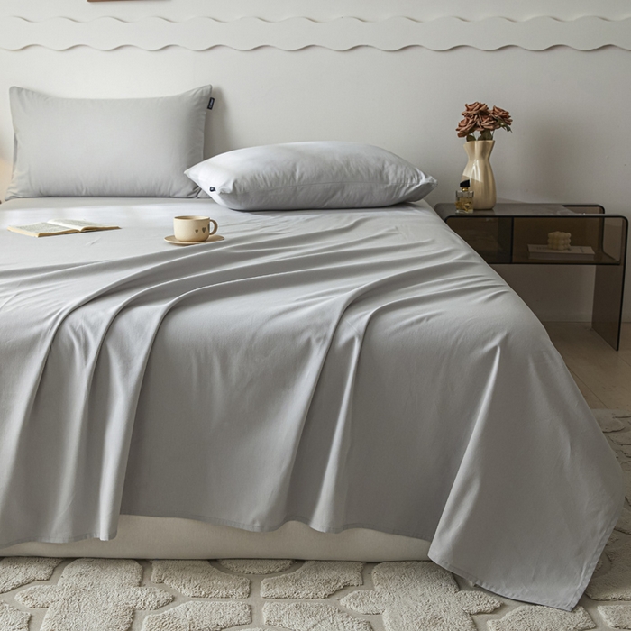 91家纺网 家纺一手货源 找家纺 涵宸家纺 2024新款全棉磨毛四件套纯厚系列-单床单 a兰灰