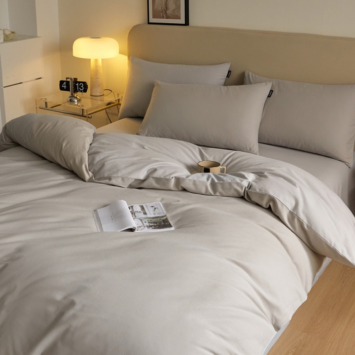 91家纺网 家纺一手货源 找家纺 涵宸家纺 2024新款全棉磨毛四件套纯厚系列（轻）-四件套 纯厚（弥漫灰+兰灰）