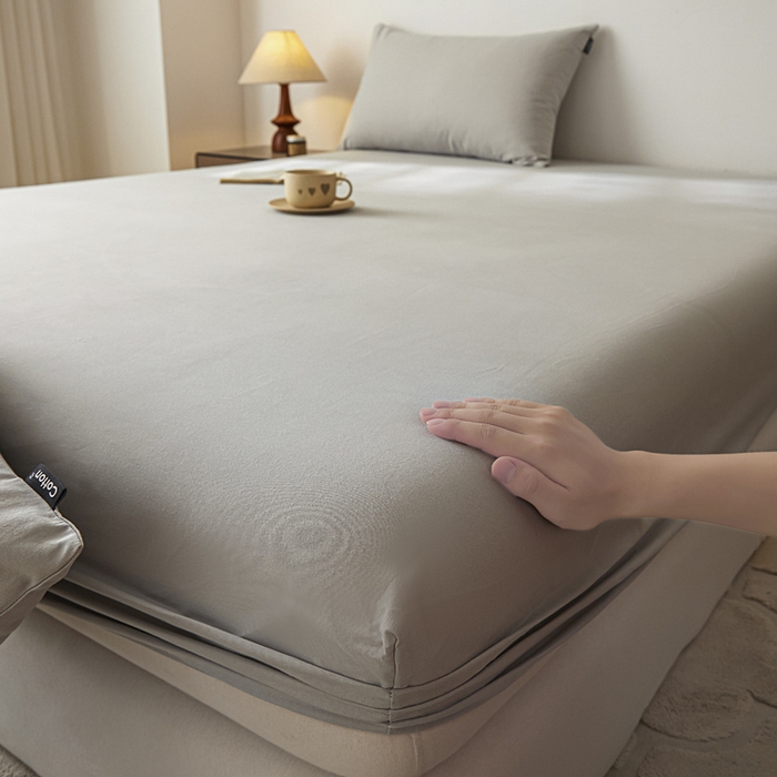 91家纺网 家纺一手货源 找家纺 涵宸家纺 2024新款全棉磨毛四件套纯厚系列-单床笠 a弥漫灰