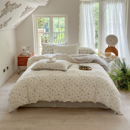 91家纺网 家纺一手货源 找家纺 （总）木楌  2025新款全棉A类皱皱纱印花四件套