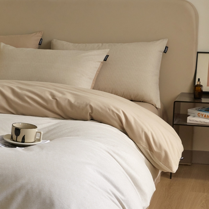 91家纺网 家纺一手货源 找家纺 涵宸家纺 2024新款全棉磨毛四件套纯厚系列（轻）-单被套 纯厚-枝条咖