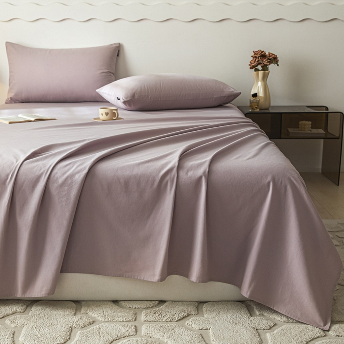 91家纺网 家纺一手货源 找家纺 涵宸家纺 2024新款全棉磨毛四件套纯厚系列-单床单 a星空紫