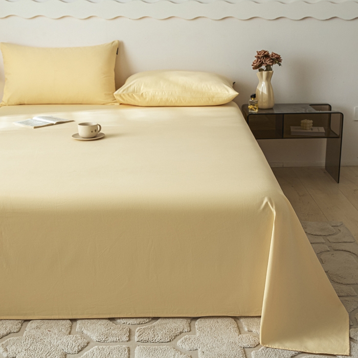 91家纺网 家纺一手货源 找家纺 涵宸家纺 2024新款全棉磨毛四件套纯厚系列-单床单 a嫩黄