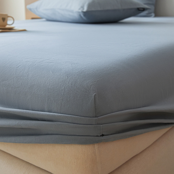 91家纺网 家纺一手货源 找家纺 涵宸家纺 2024新款全棉磨毛四件套纯厚系列-单床笠 a星耀兰