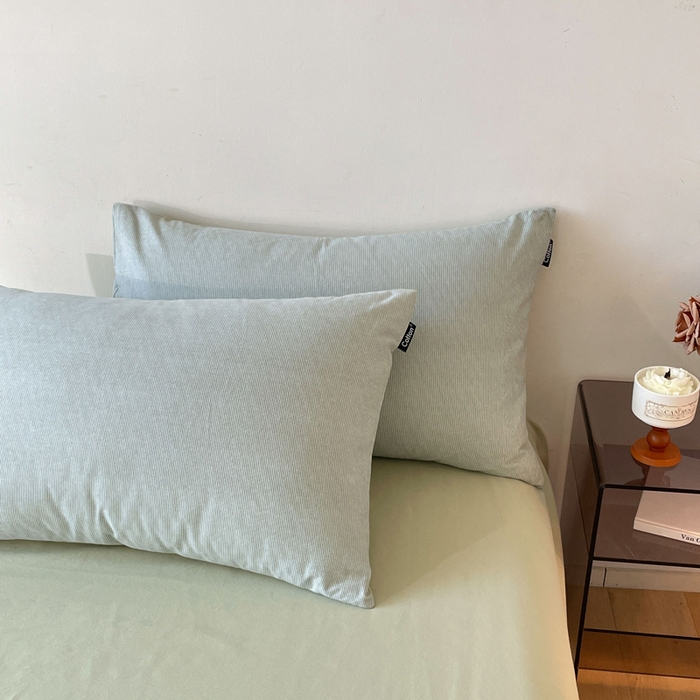 91家纺网 家纺一手货源 找家纺 涵宸家纺 2024新款全棉磨毛四件套纯厚系列（简）-四件套 纯厚-枝条绿