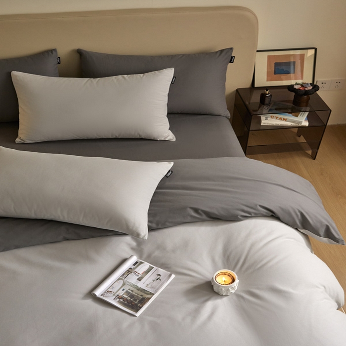 91家纺网 家纺一手货源 找家纺 涵宸家纺 2024新款全棉磨毛四件套纯厚系列（轻）-四件套 纯厚（兰灰+灰）