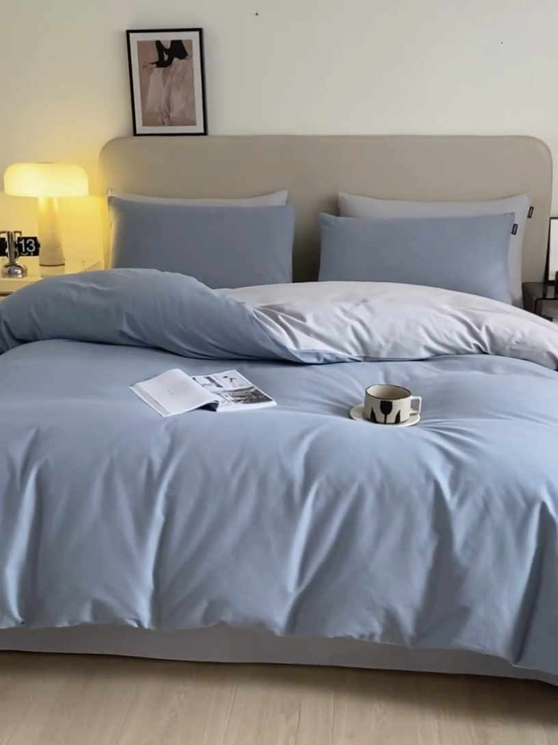 91家纺网 家纺一手货源 找家纺 涵宸家纺 2024新款全棉磨毛四件套纯厚系列（轻）-四件套 纯厚（星耀兰+兰灰）