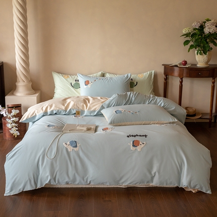 91家纺网 家纺一手货源 找家纺 （总）2024新款50S全棉磨毛绣花四件套