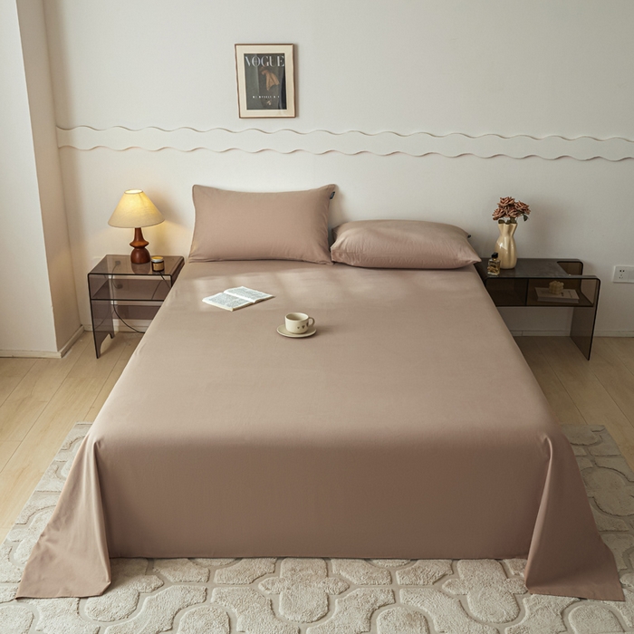 91家纺网 家纺一手货源 找家纺 涵宸家纺 2024新款全棉磨毛四件套纯厚系列-单床单 a复古棕