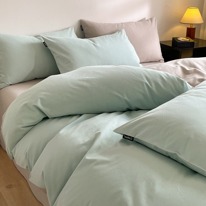 91家纺网 家纺一手货源 找家纺 涵宸家纺 2024新款全棉磨毛四件套纯厚系列（简）-四件套 纯厚（爱琴海+漫灰）