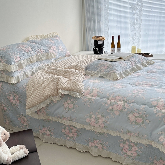 91家纺网 家纺一手货源 找家纺 佰织鑫家居 2024新款秋冬全棉法式床盖款豆豆被四件套 苏里南