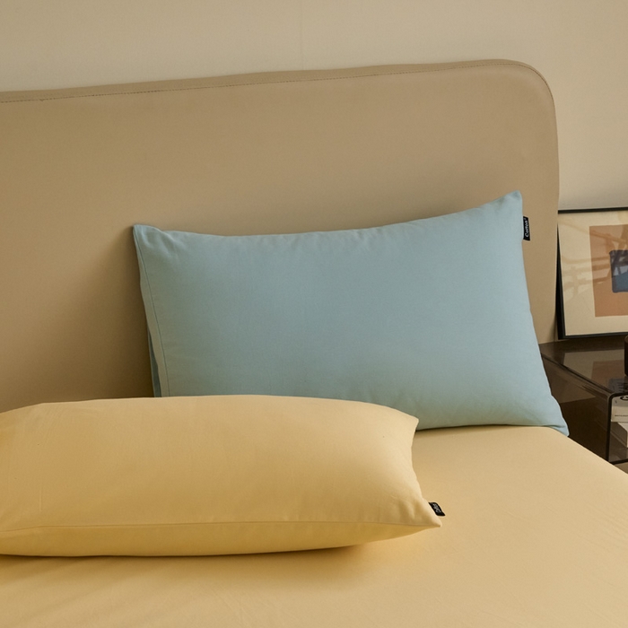 91家纺网 家纺一手货源 找家纺 涵宸家纺 2024新款全棉磨毛四件套纯厚系列（轻）-四件套 纯厚（爱琴海+黄）