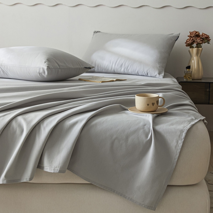 91家纺网 家纺一手货源 找家纺 涵宸家纺 2024新款全棉磨毛四件套纯厚系列-单床单 a兰灰