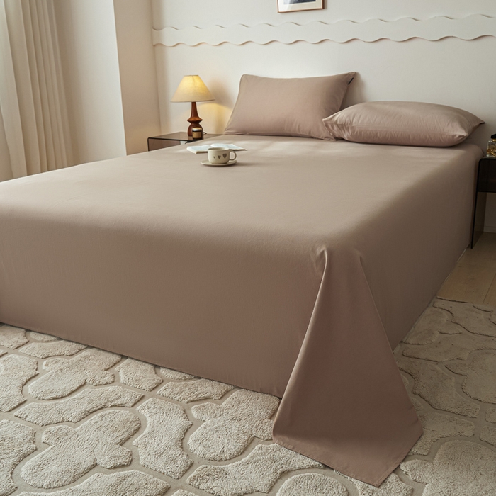 91家纺网 家纺一手货源 找家纺 涵宸家纺 2024新款全棉磨毛四件套纯厚系列-单床单 a复古棕