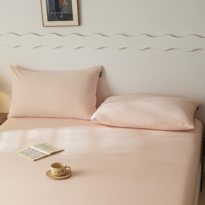 91家纺网 家纺一手货源 找家纺 涵宸家纺 2024新款全棉磨毛四件套纯厚系列-单枕套 a樱花粉