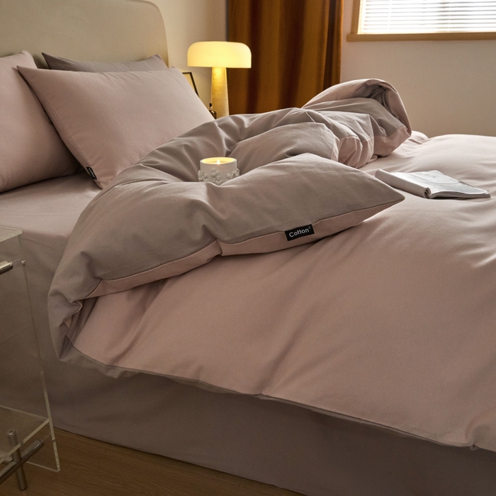 91家纺网 家纺一手货源 找家纺 涵宸家纺 2024新款全棉磨毛四件套纯厚系列（轻）-四件套 纯厚（青紫+星空紫）