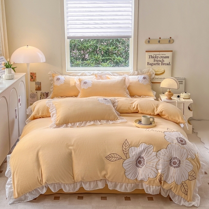 91家纺网 家纺一手货源 找家纺 （总）2024新款亲肤舒适牛奶绒重工艺四件套木子专版