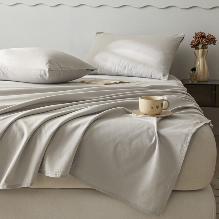 91家纺网 家纺一手货源 找家纺 涵宸家纺 2024新款全棉磨毛四件套纯厚系列-单床单 a弥漫灰