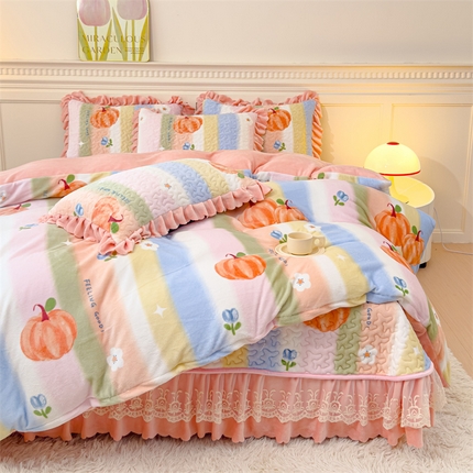 91家纺网 家纺一手货源 找家纺 铠畅 2025新款加厚牛奶绒床盖四件套 缤纷乐园