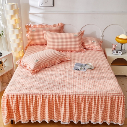 91家纺网 家纺一手货源 找家纺 （总）缦彩 2024新款全棉纯棉水洗棉夹棉加厚床裙床笠裙