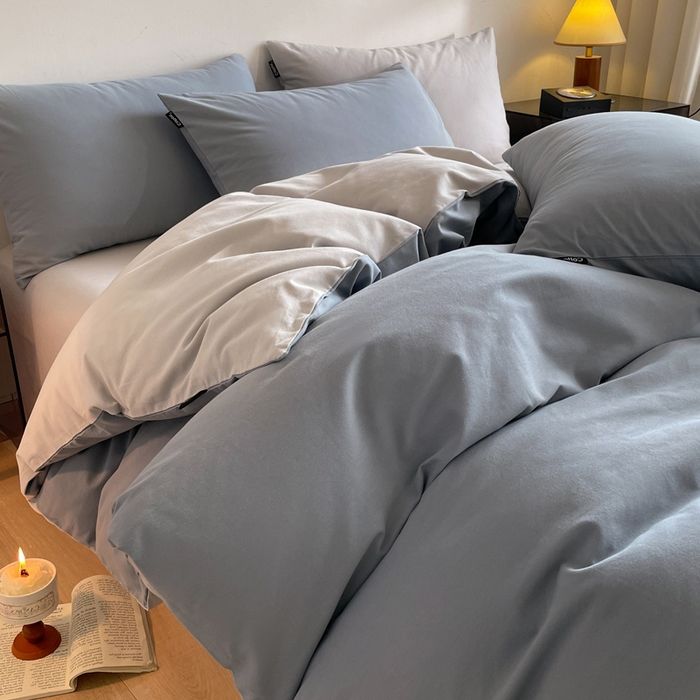 91家纺网 家纺一手货源 找家纺 涵宸家纺 2024新款全棉磨毛四件套纯厚系列（简）-四件套 纯厚（星耀兰+兰灰）