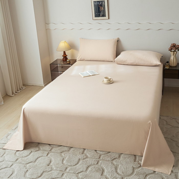 91家纺网 家纺一手货源 找家纺 涵宸家纺 2024新款全棉磨毛四件套纯厚系列-单床单 a白桃